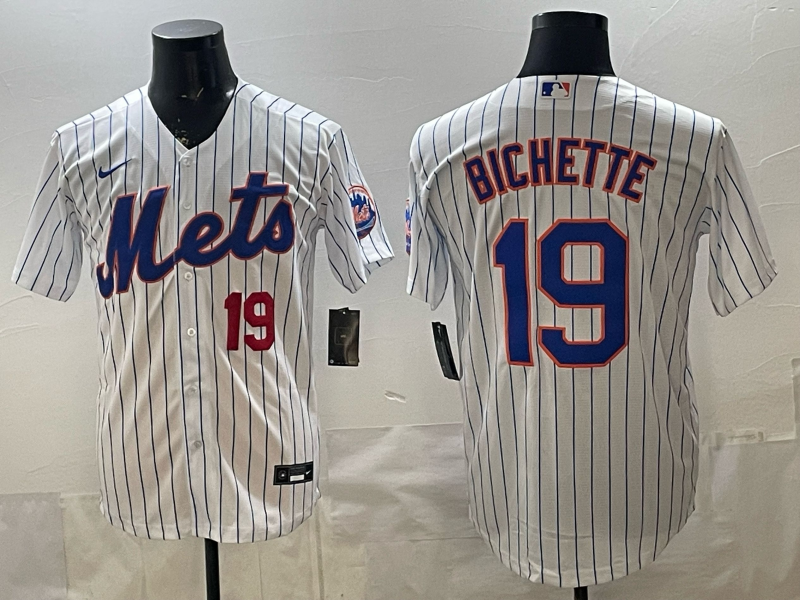 Men MLB New York Mets #19 Bo Bichette white Nike jersey 005->new york mets->MLB Jersey